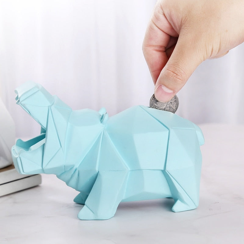 Color Abstract Hippo Piggy Bank