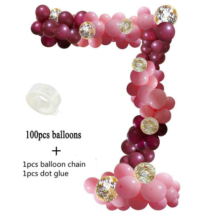 102pcs Pink Burgundy Wedding Balloon Kit