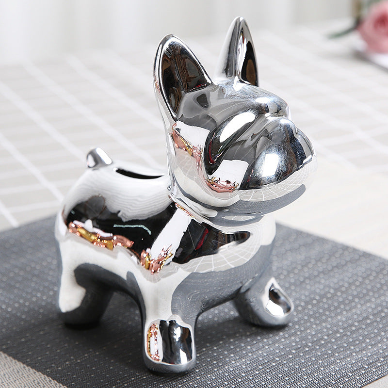 Electroplating Dog Piggy Bank