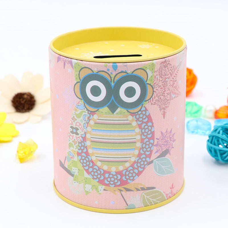 Tin owl kid piggy bank