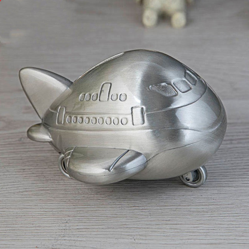 Tin airplane piggy bank