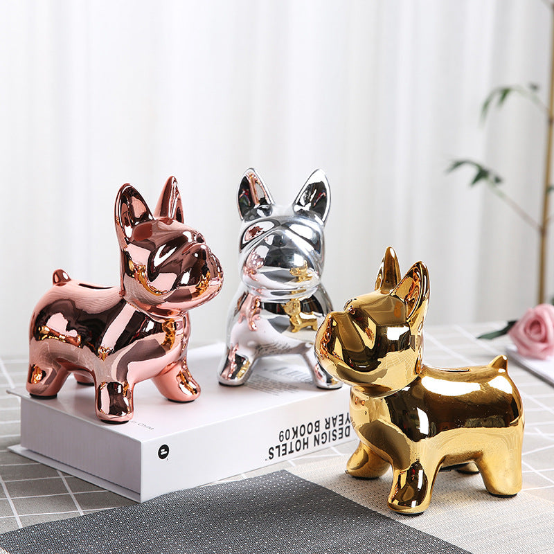 Electroplate dog piggy bank