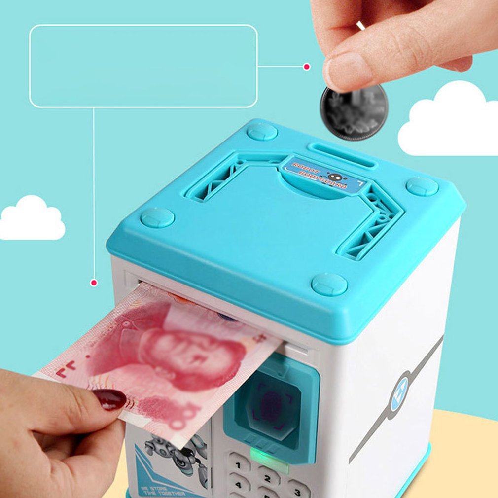 White fingerprint atm piggy bank