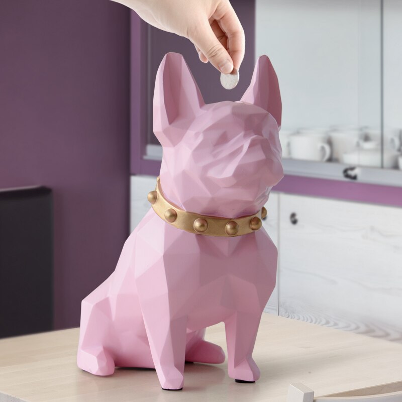 Pink bulldog piggy bank