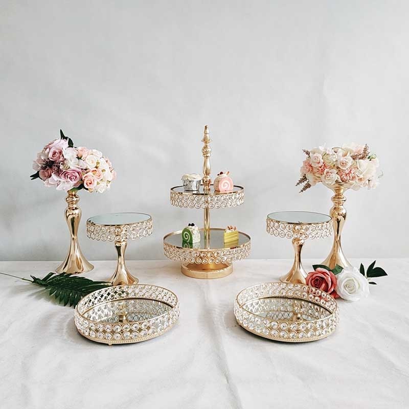 7 piece set cake stand decoration set w/1 2 tier platter