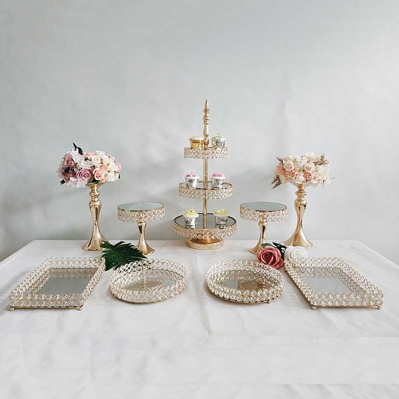 9 piece cake stand decoration set w/ 1 3 tier platter