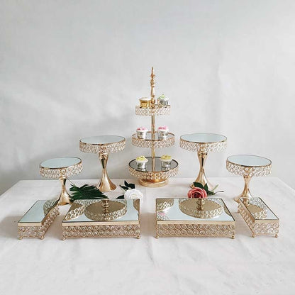 9 piece cake stand decoration set w/1 3 tier platter