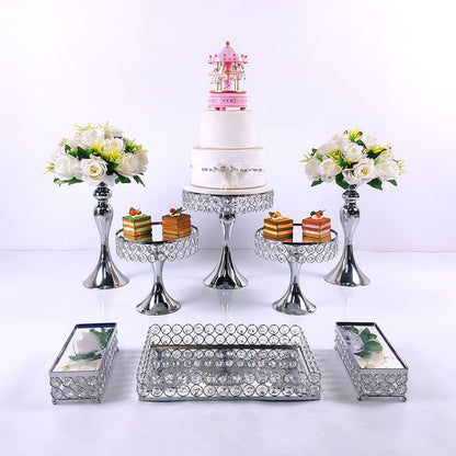 8pcs Crystal Gold Cake Stand Set