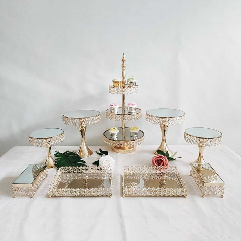 9 piece cake stand decoration set w/1 3 tier platter