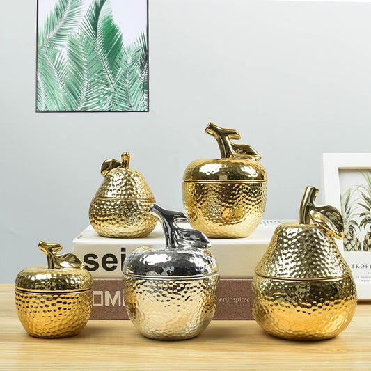 Ceramic Golden Pear Apple Room Decor