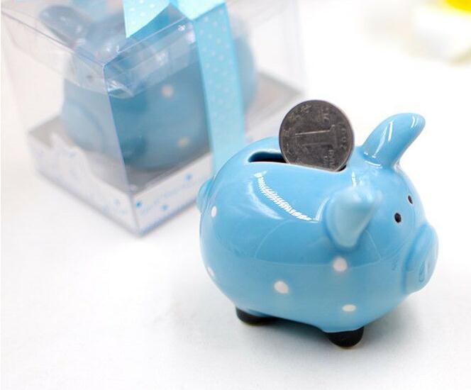 Blue ceramic wedding piggy bank