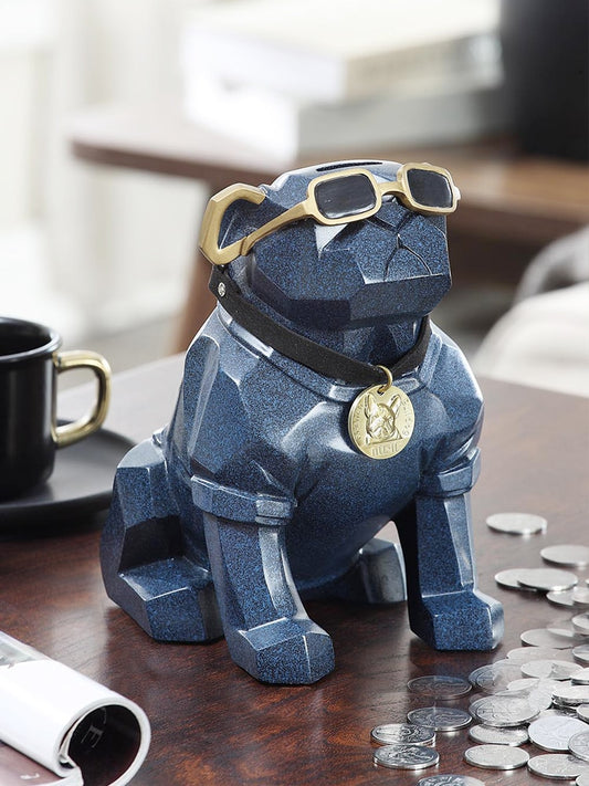 Blue dog piggy bank