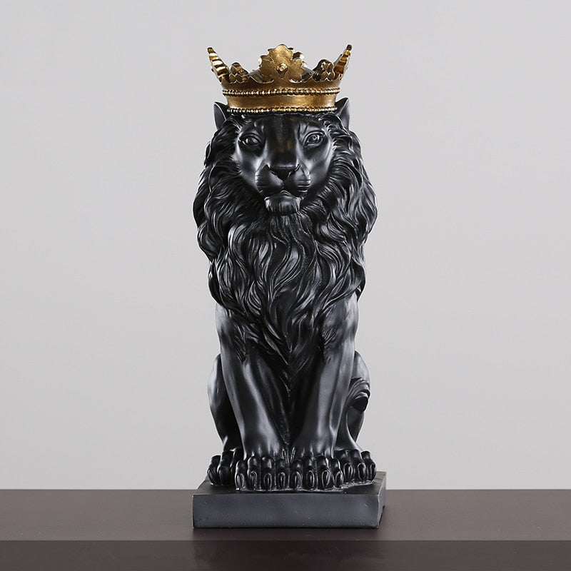 Modern Resin Black Lion Home Decor