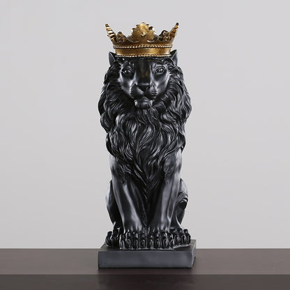 Modern Resin Black Lion Home Decor