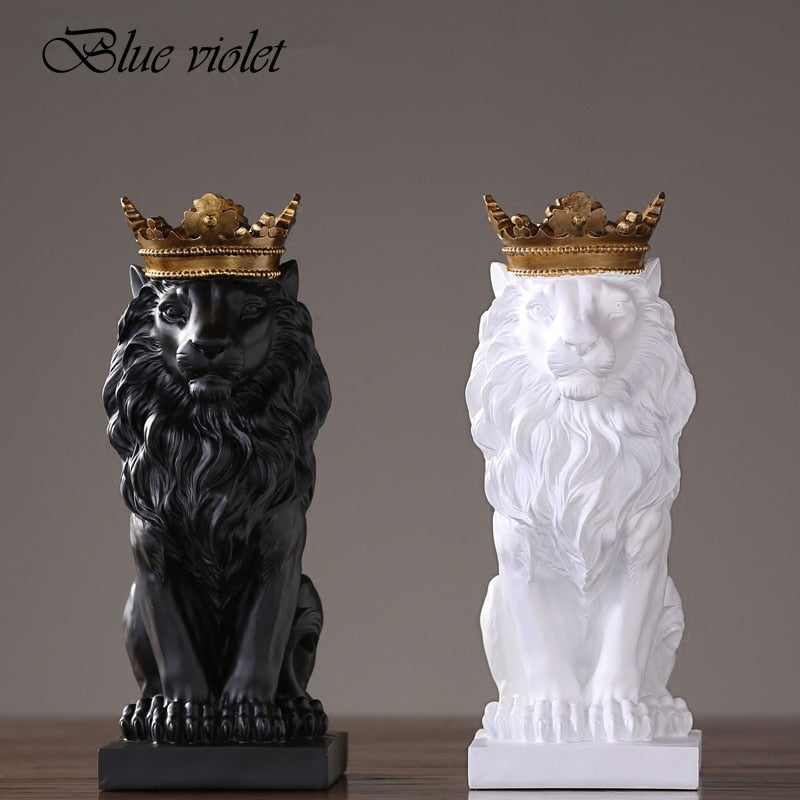 Modern Resin Black Lion Home Decor