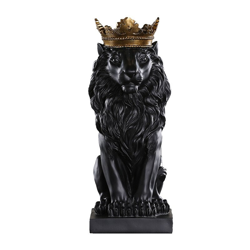 Modern Resin Black Lion Home Decor