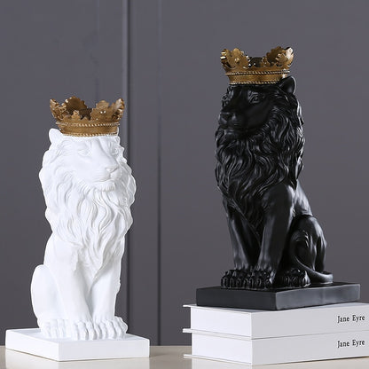 Modern Resin Black Lion Home Decor