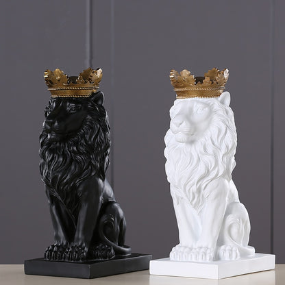 Modern Resin Black Lion Home Decor