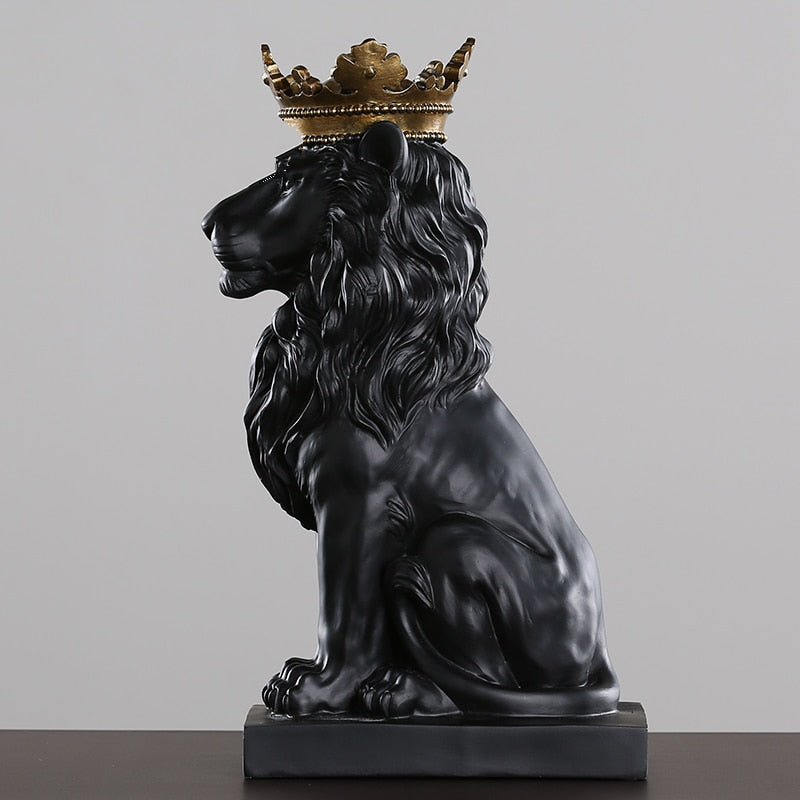 Modern Resin Black Lion Home Decor