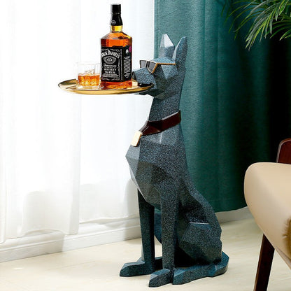 Large Dog Statue W/Tray