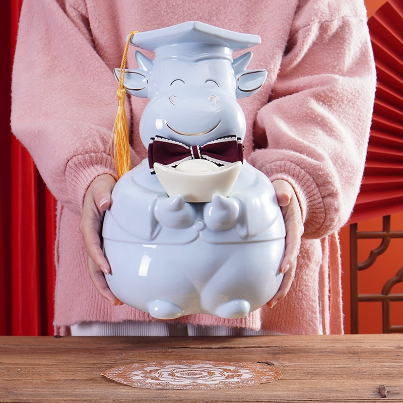 Bkue ceramic piggy bank