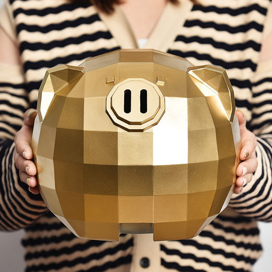 Gold geometric pig piggy bank