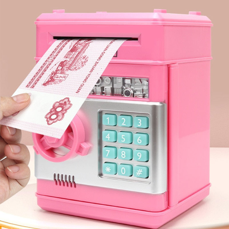 Pink atm piggy bank