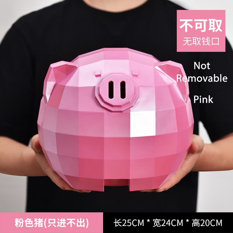 Pink geometroc pig piggy bank