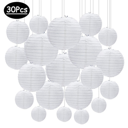 30pcs White Chinese Paper Lanterns