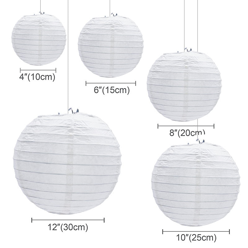 30pcs White Chinese Paper Lanterns