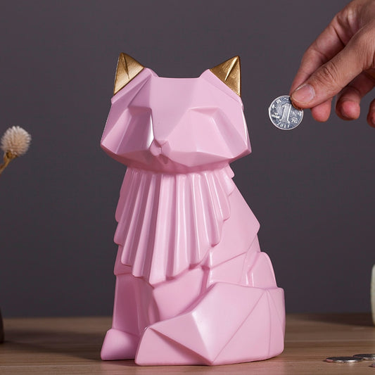 Pink fox piggy bank