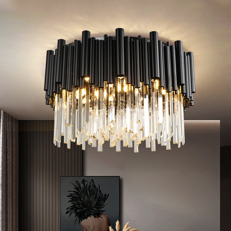 Black Crystal Ceiling Light