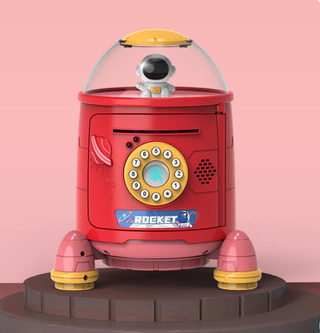 Red rocket piggy bank